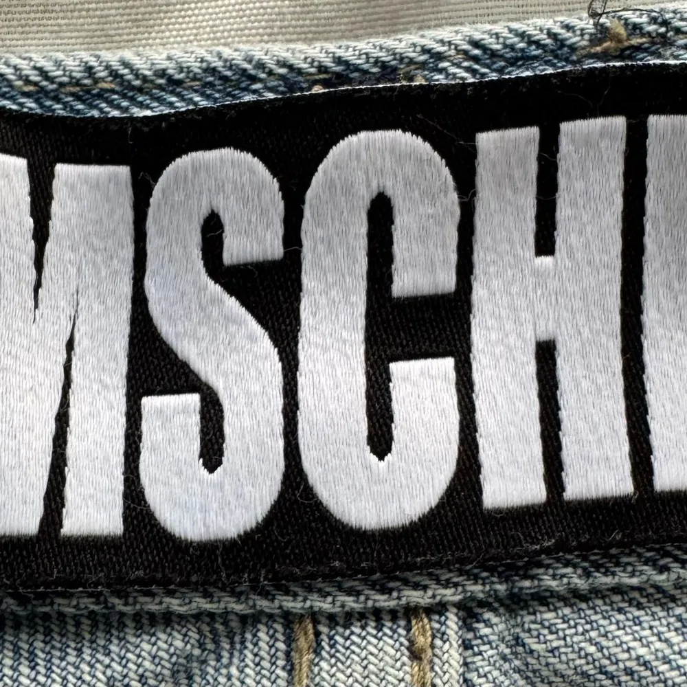 MSCHF high rise asymmetrical side raw hem Blue Denim Shorts size M Made in Korea Size M - Image 2