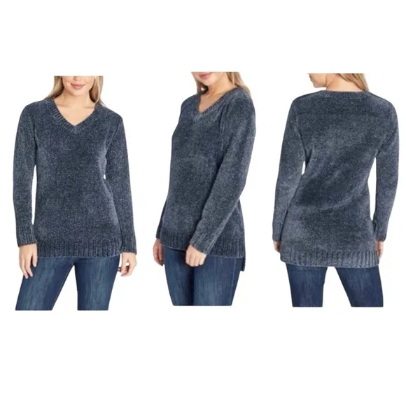Orvis NEW  Ladies' Chenille Tunic Sweater size M Marled Navy - Image 3