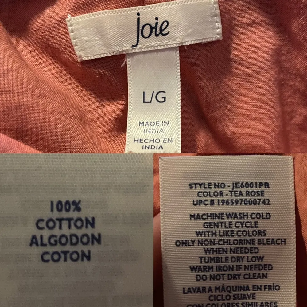 Joie Womens Dress Bondi Tea Rose Cotton Tiered MIDI V Neck A Line Large - Image 9