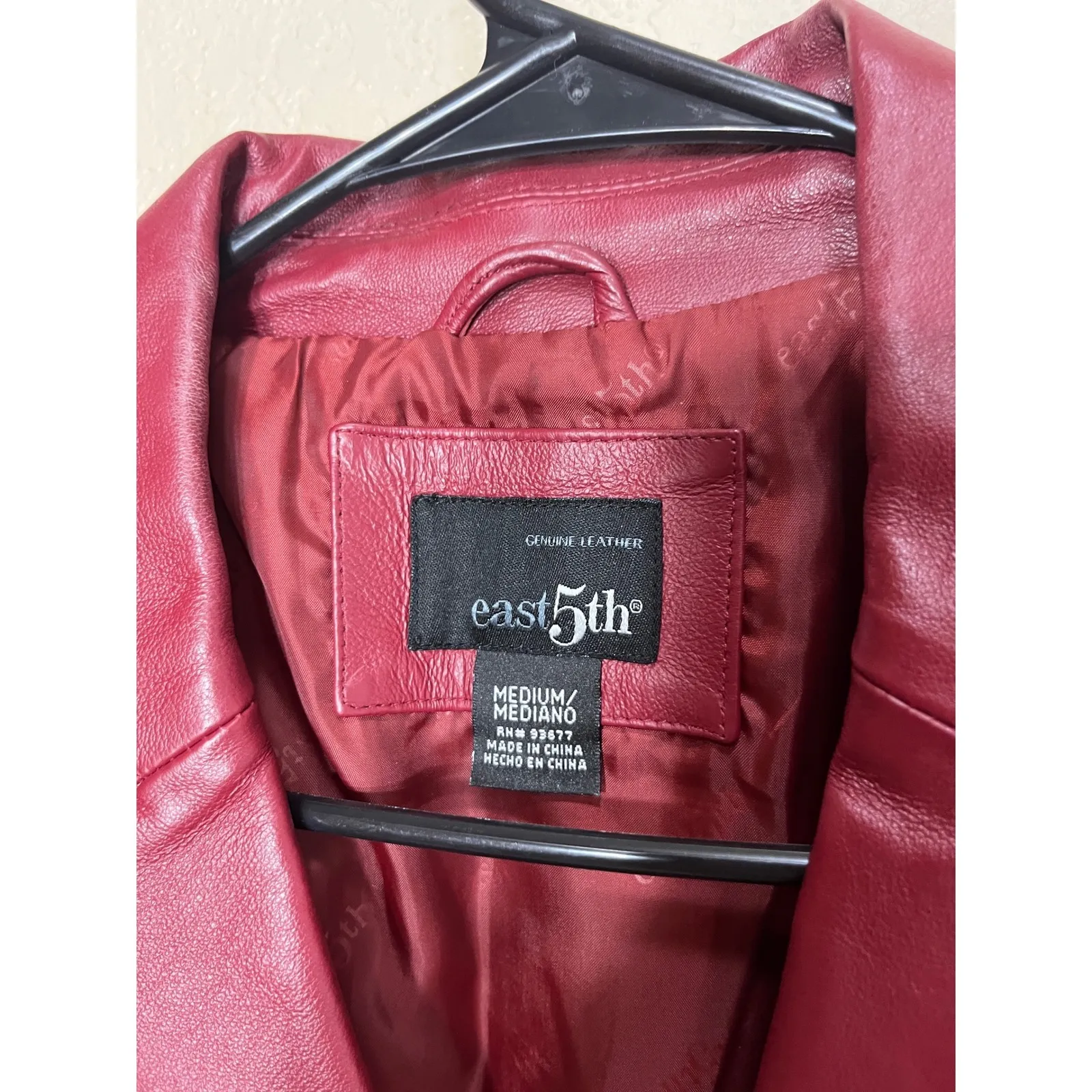 East5th Womens Red Genuine Leather Jacket Medium Tailored 90s Y2k - Image 5