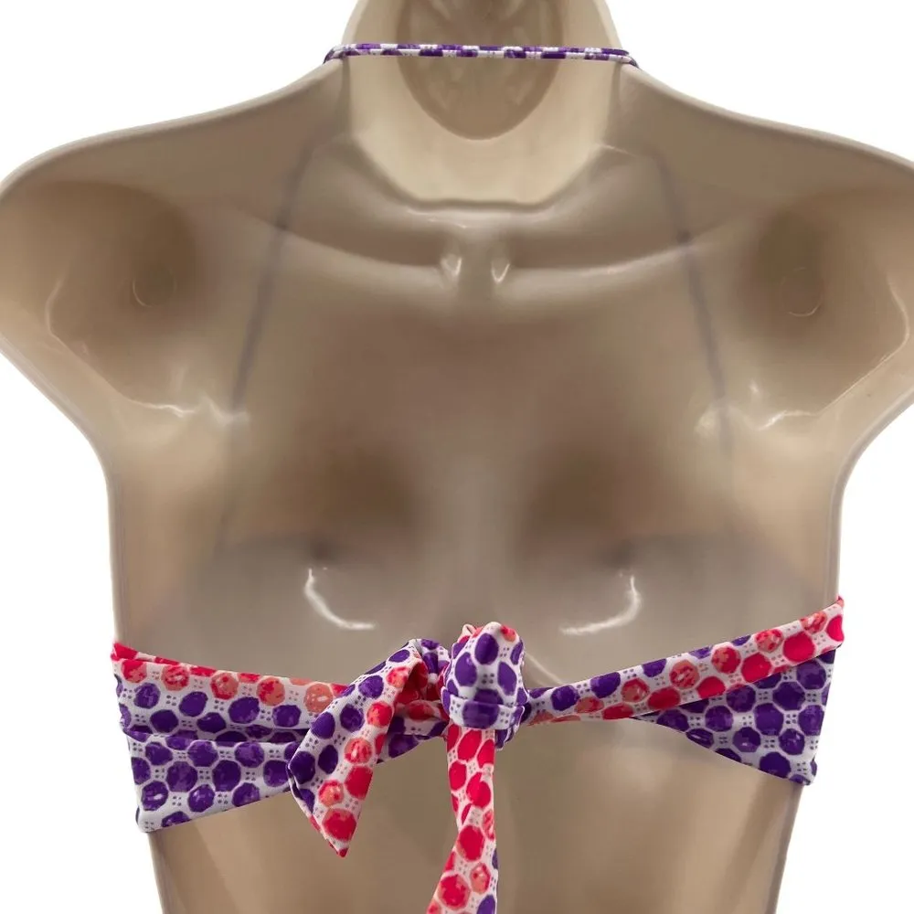 Victoria's Secret Bandeau Bikini Set Purple Pink Polka Dot Womens Medium - Image 4