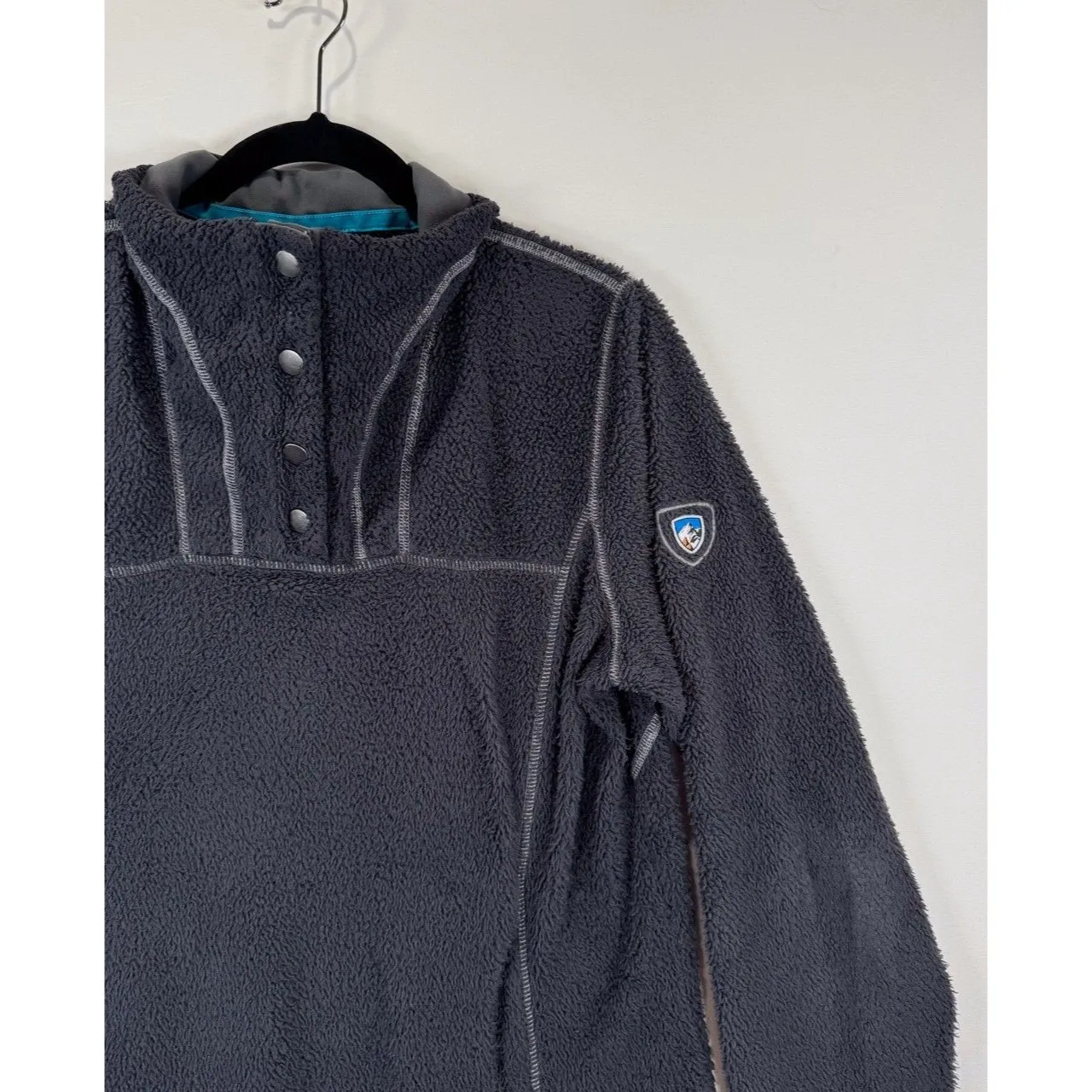 Kuhl Womens Jacket Gray Pavement Avalon Snap Fleece Pullover Outdoor Medium - Image 8