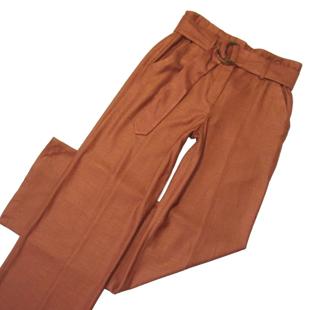 NWT Veronica Beard Sunny Pant in Golden Brown Fluid Twill Wide Leg Pants 8 $448 - Image 3