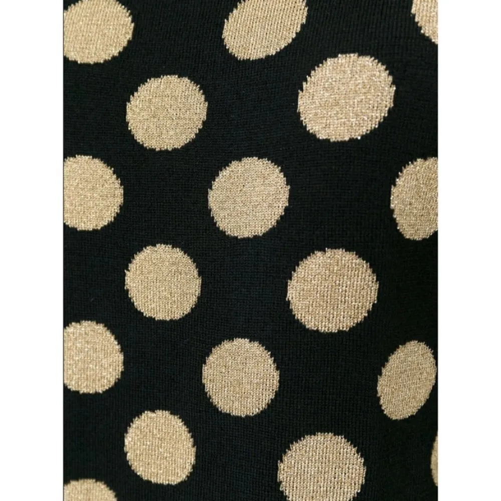 💕BOUTIQUE MOSCHINO💕 Polka Dot Intarsia Sweater Crew Neck Black Gold Dots US 8 - Image 7