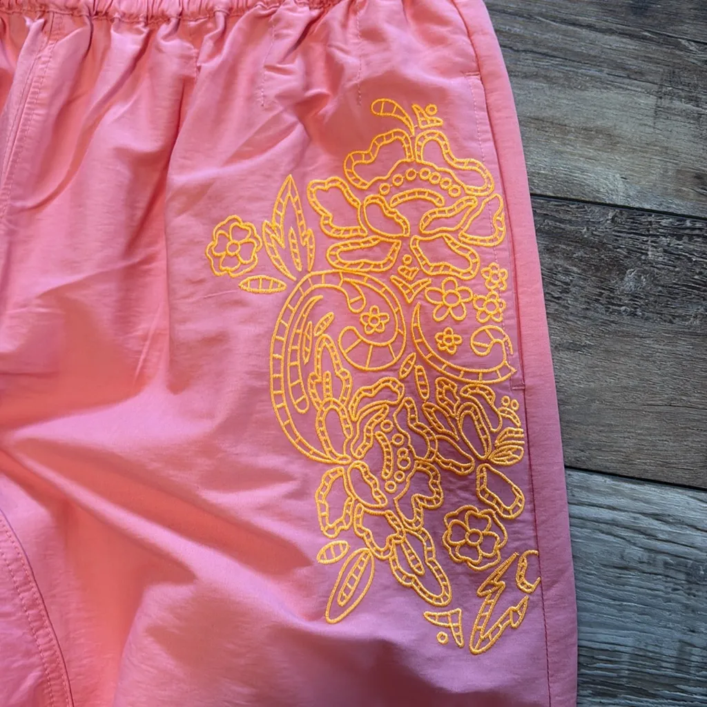 NWOT FP Movement Free People Baller Embroidered Pants Summer Poppy Medium Pink - Image 3