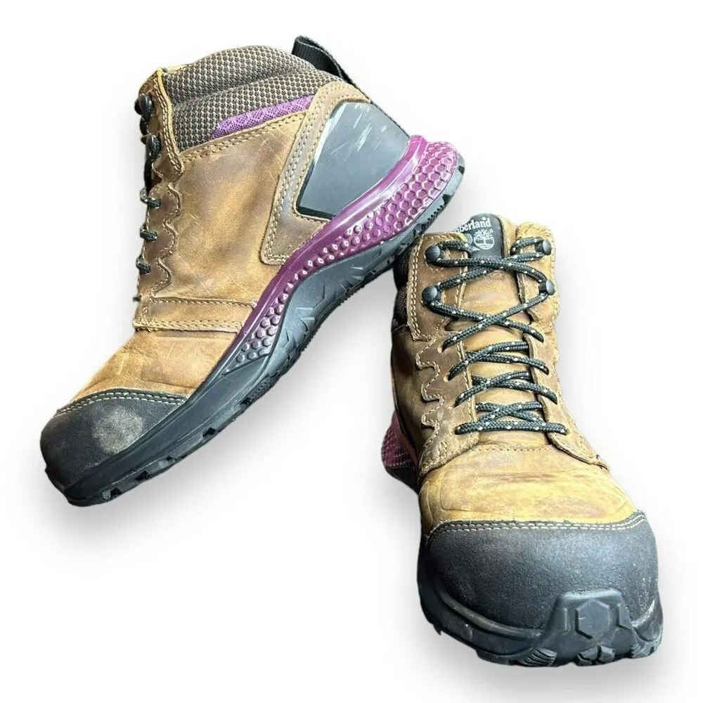 Timberland Pro Womens 7 Reaxion A219B Brown Waterproof Composite Toe Work Boot - Image 5