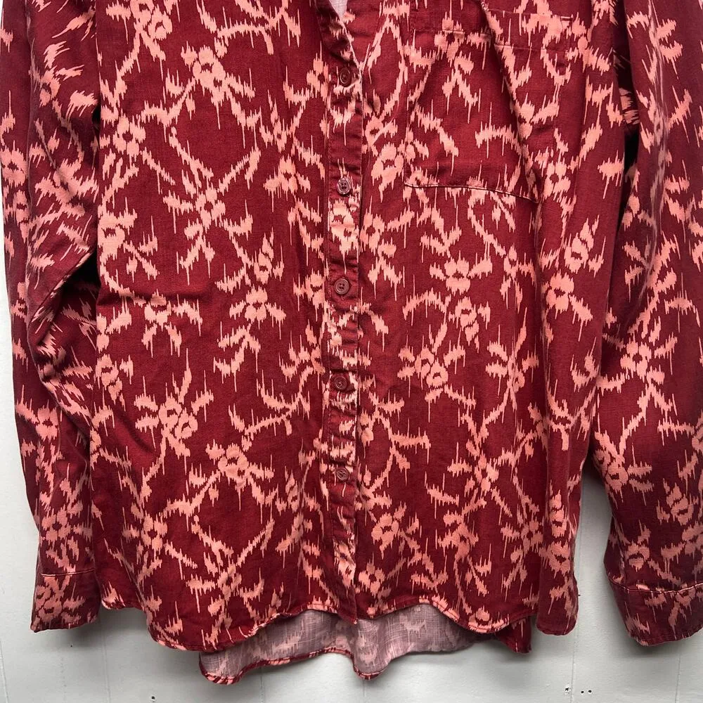 Knox Rose Floral Button Front Long Sleeve Bohemian Shirt Women's Size XL - Image 4