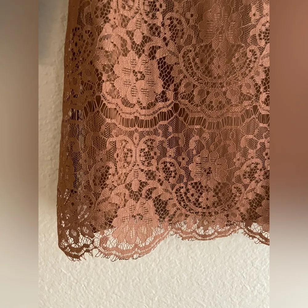 FOSSIL Y2K Brown Lace Scoopneck Top - Image 3