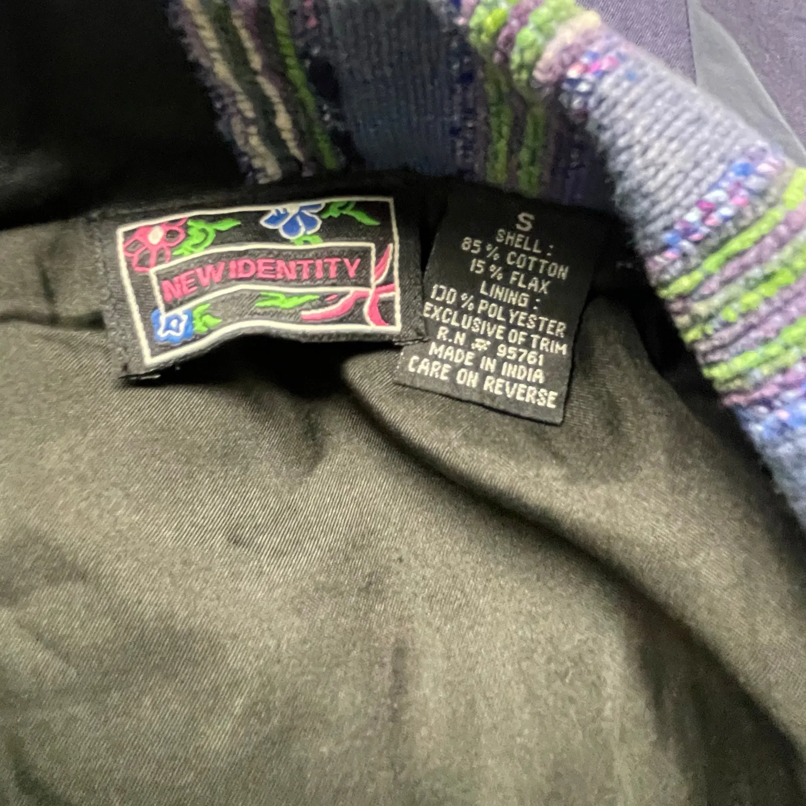 Vintage New Identity Womens Blazer Jacket Size Small Artsy Colorful Eclectic Blue - Image 3