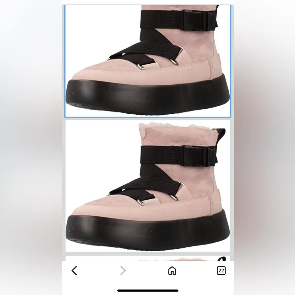 UGG Women’s Boom Buckle Pink and Black Ankle Boots Sheepskin size 5 - Image 2