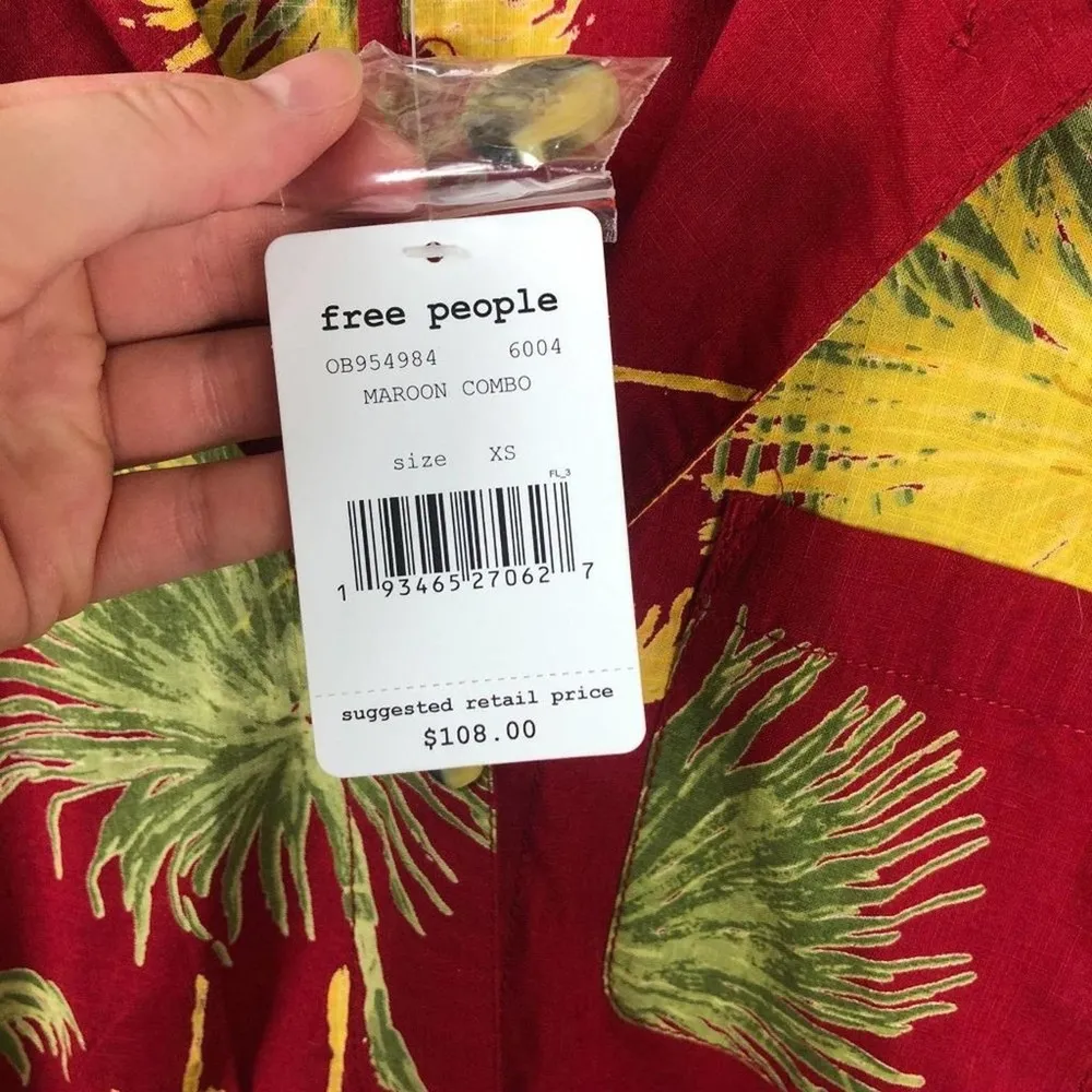 NWT Red Tropical Free People Malibu Romper- XS - Image 3