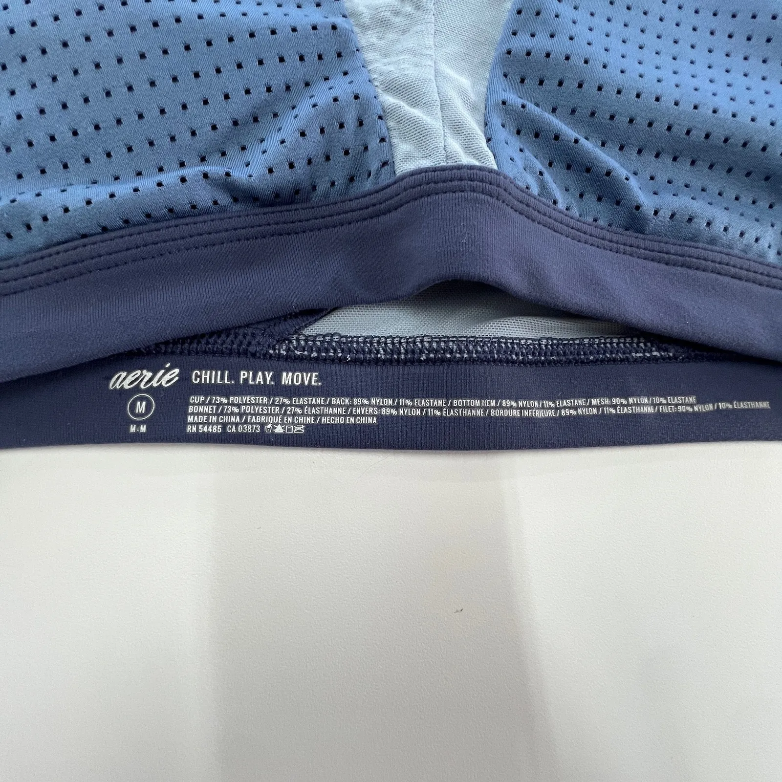 Aerie Sports Bra Womens Medium Blue Mesh Racerback Chill Play Move Athletic‎ Gym - Image 6