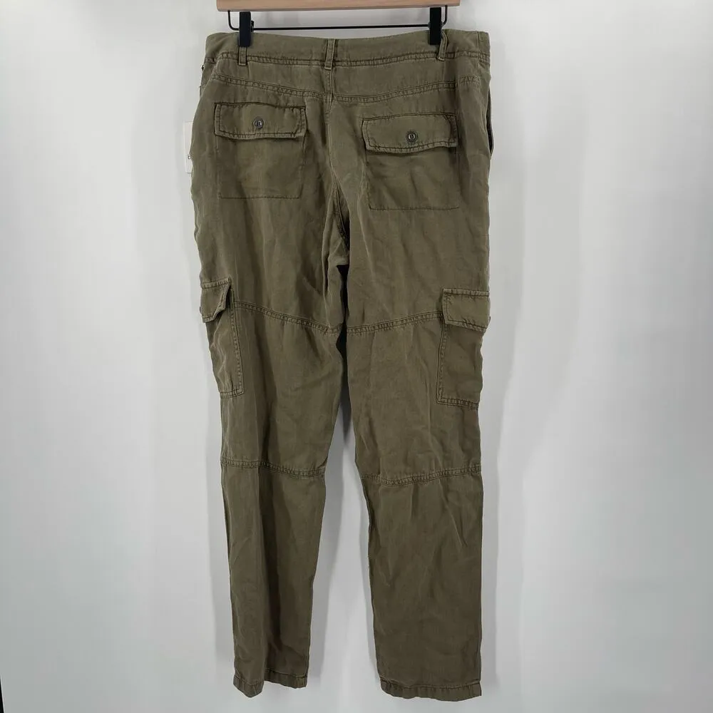 BELLA DAHL Sienna Pants Size 31 NWT Rolled Cargo Linen Blend Jogger Green Casual - Image 4