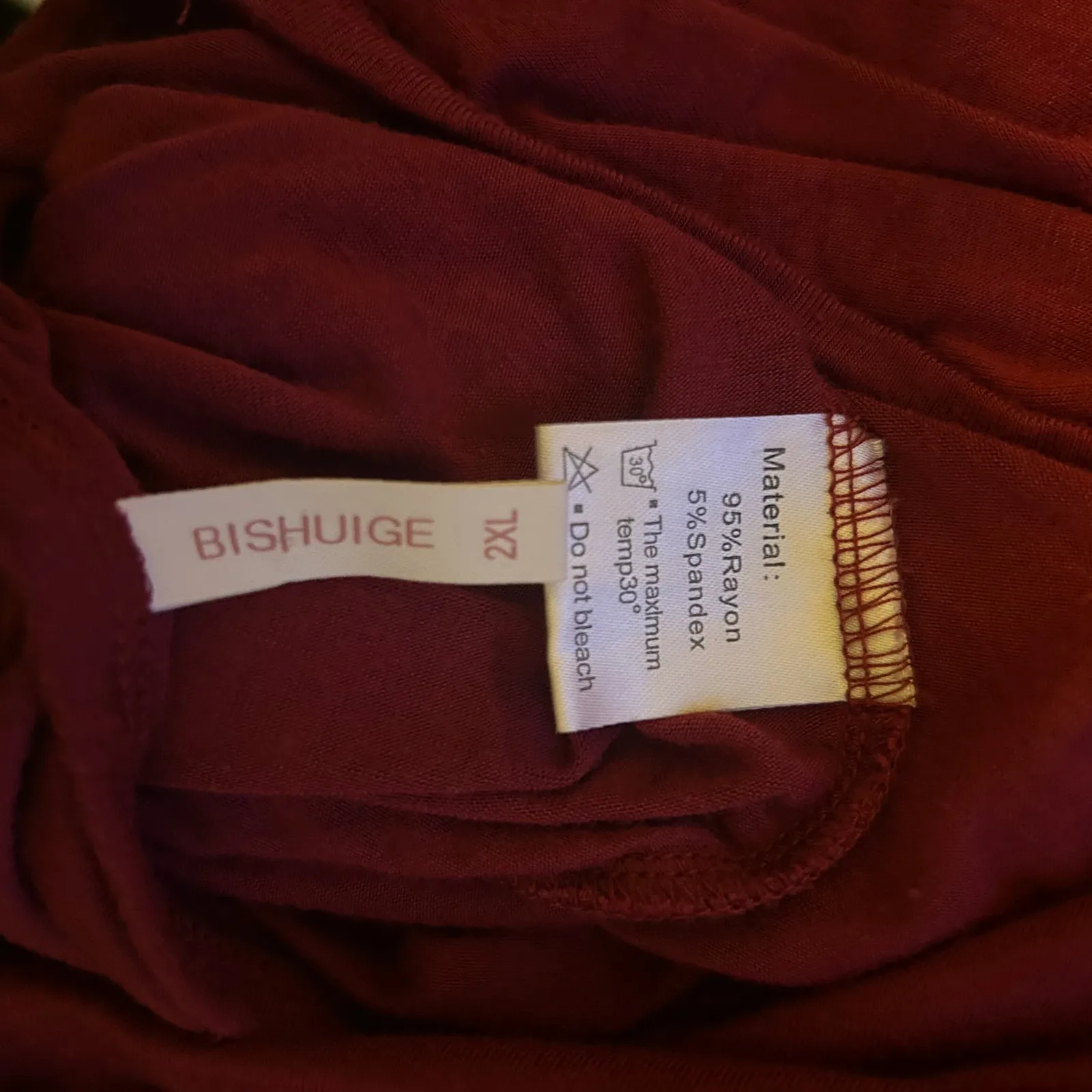 Bishuige Maxi Dress 2XL Burgundy Pockets Minimalist Lagenlook Casual Modest Boho Red Size XXL - Image 8