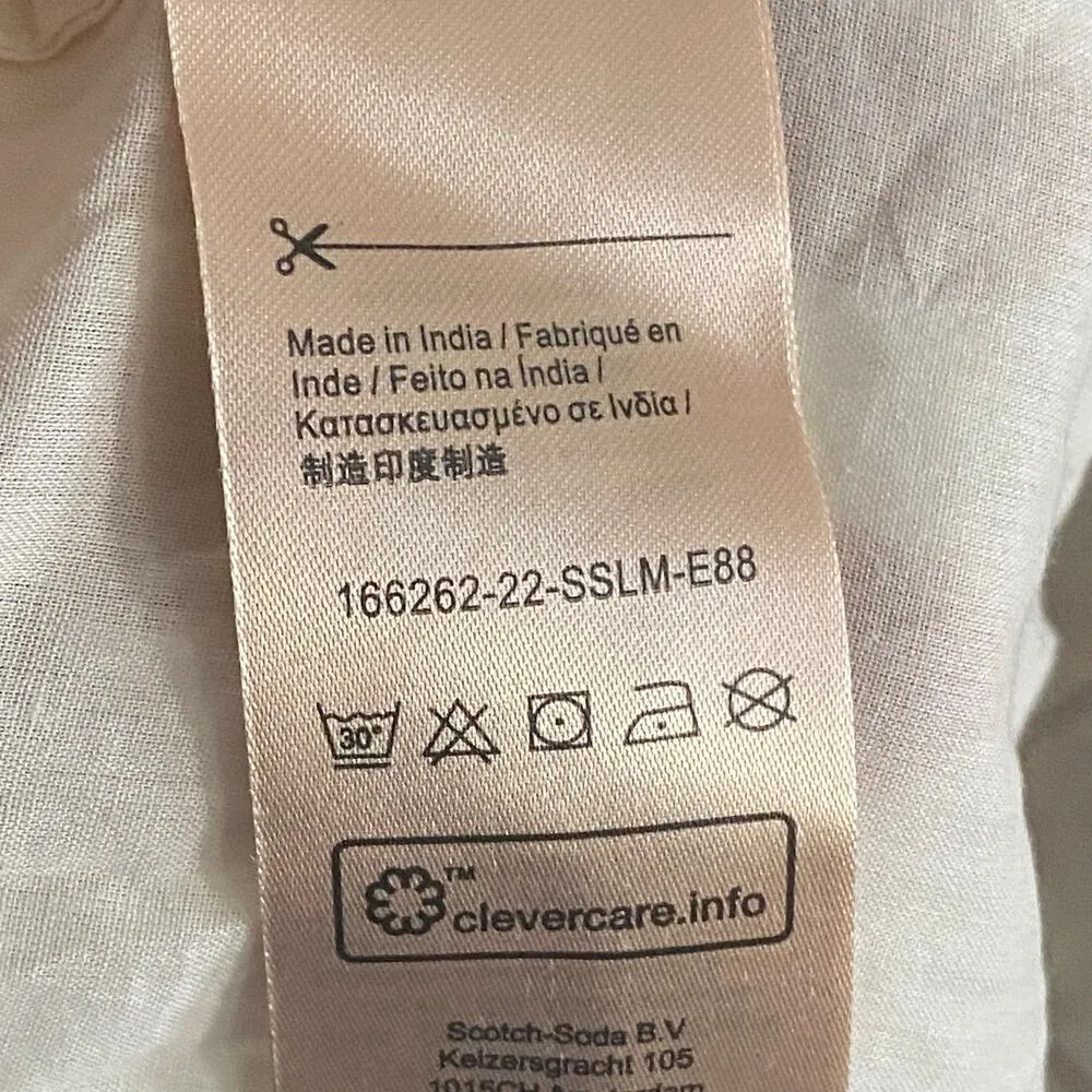 Scotch & Soda Printed Voile White Ruffled Open Tie Back Maxi Dress Size Medium - Image 10