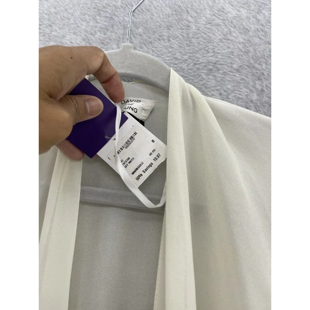 David and Young Women's Coverup Open Front Solid White Sheer One Size - Image 7