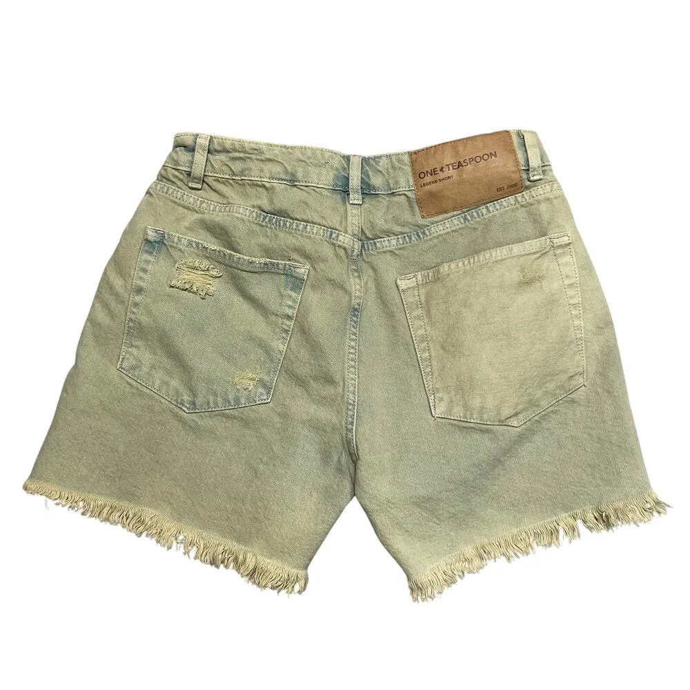 One Teaspoon Shorts Womens 28 Khaki Haze Legends High Waist Mom Fit Denim - Image 2