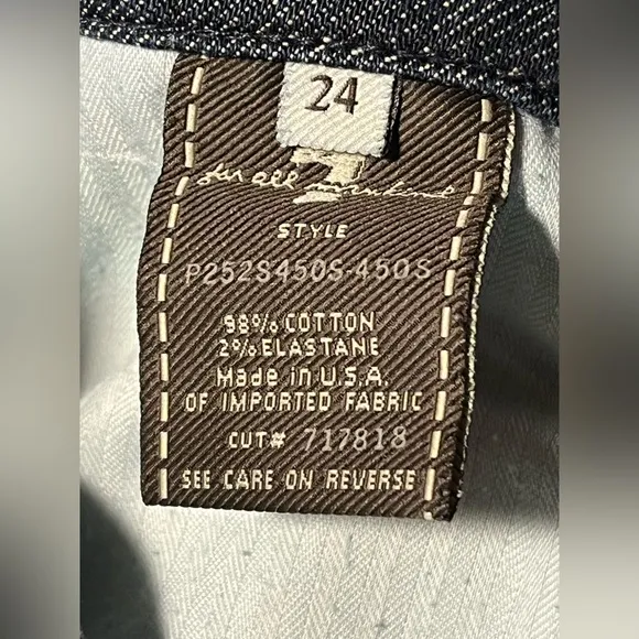 7 For All Mankind  Straight Leg ‎ Jewel Embellished Back Pockets Size 24 Jeans - Image 6