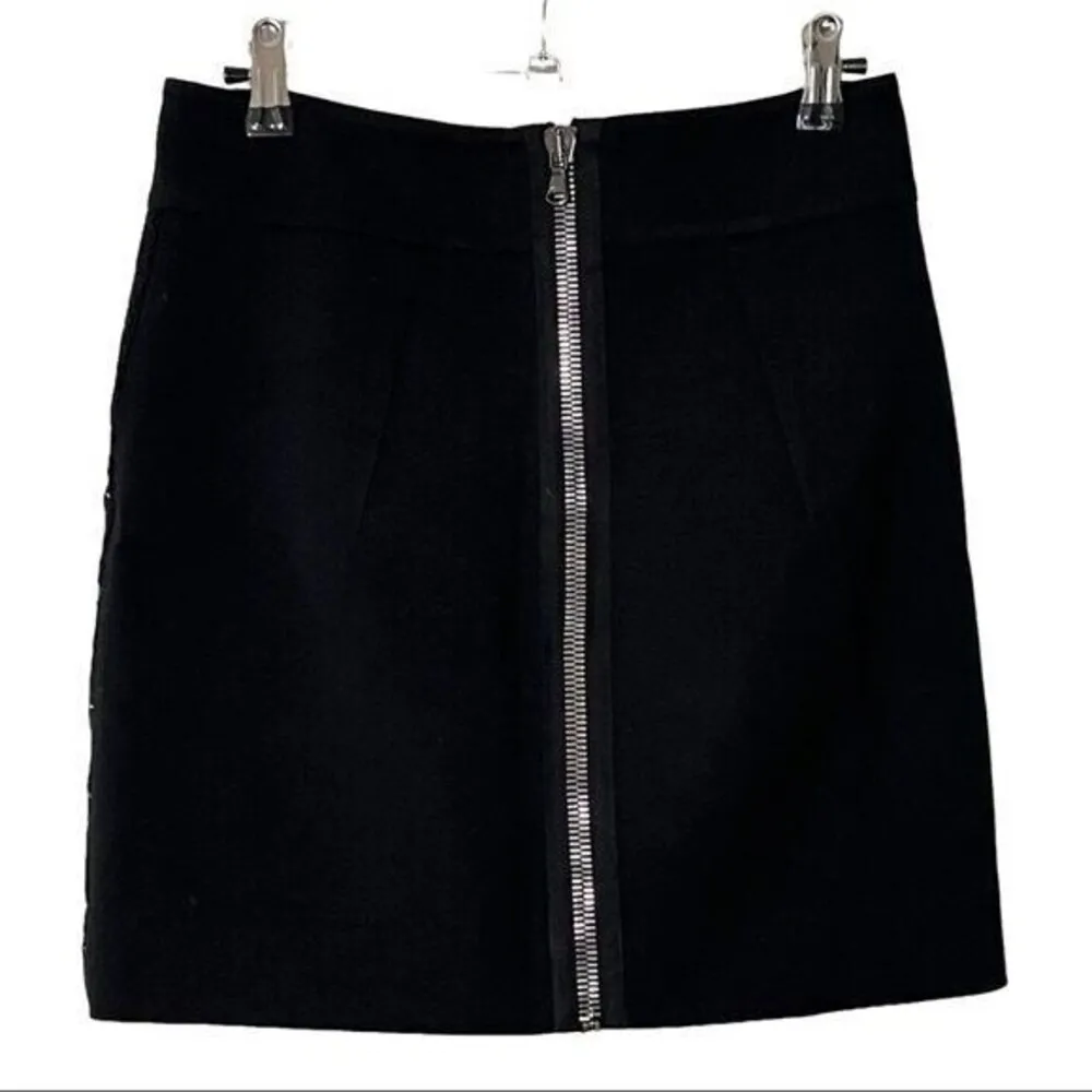 3.1 Phillip Lim Black Flower Textured Lace Mini Skirt Wool Blend Women’s Size 6 - Image 4