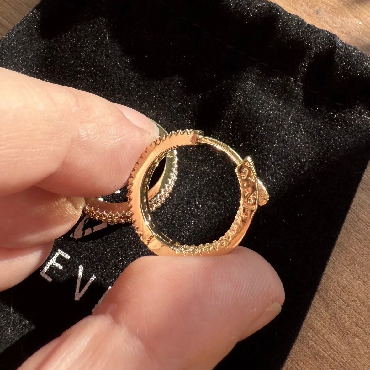 GENEVIVE Gold Tone Hoop Earrings Prismatic Gemstones CZ Accents Women New in Bag - Image 4