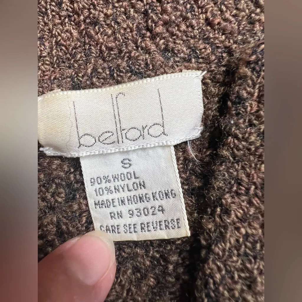 Belford Women's Vintage Knit Cardigan Sz S Brown Long Sleeve 90% Wool 10% Nylon - Image 6