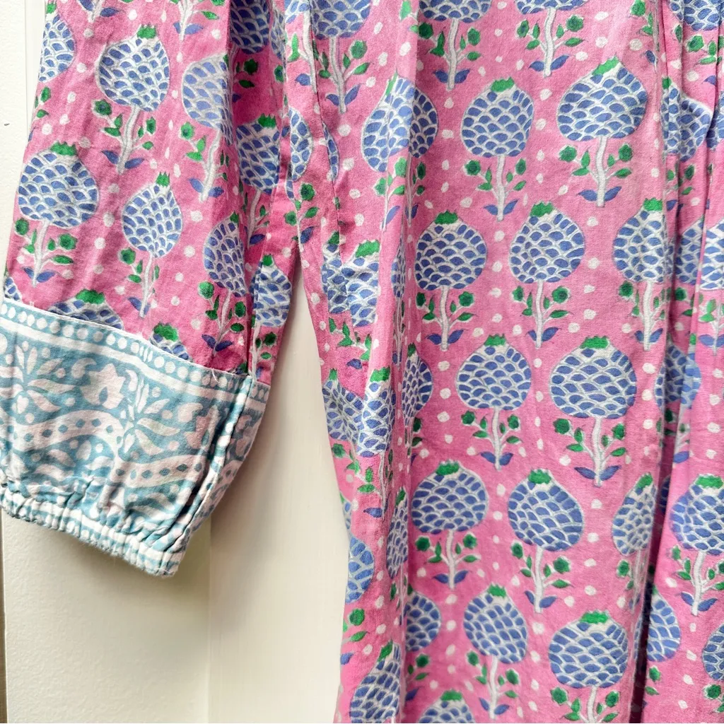 SZ Blockprints Jaipur Eva Pink Pineapple Dress - Image 5