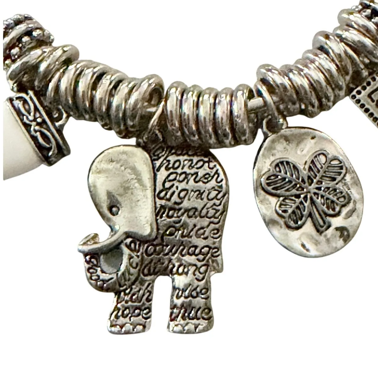 Lucky Elephant Charm Pendant Bracelet Set Silver - Image 6