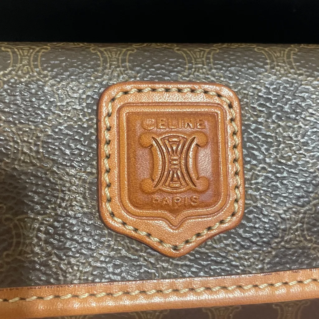 Celine Brown Leather Clutch with Tan Trim - Image 2