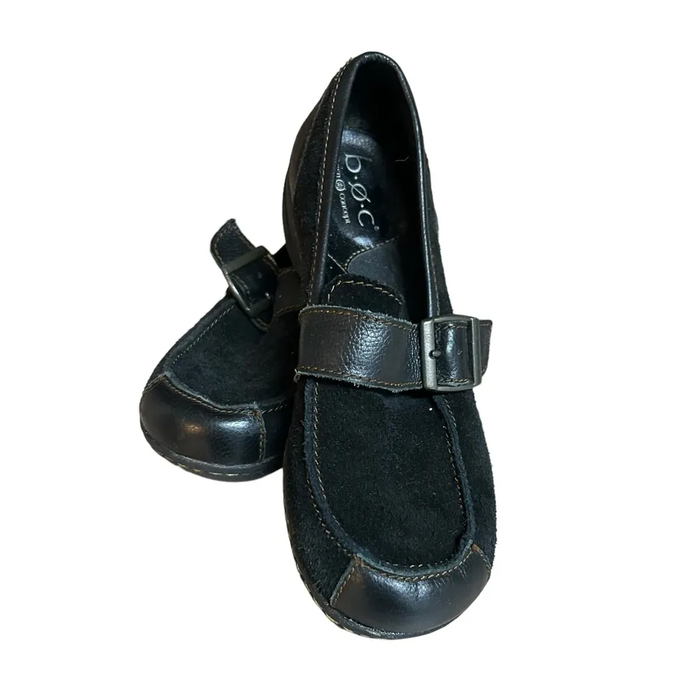 Born Concept BOC Black Suede & Leather Loafers Shoes Size 6.5 Comfort Shoes - Image 3