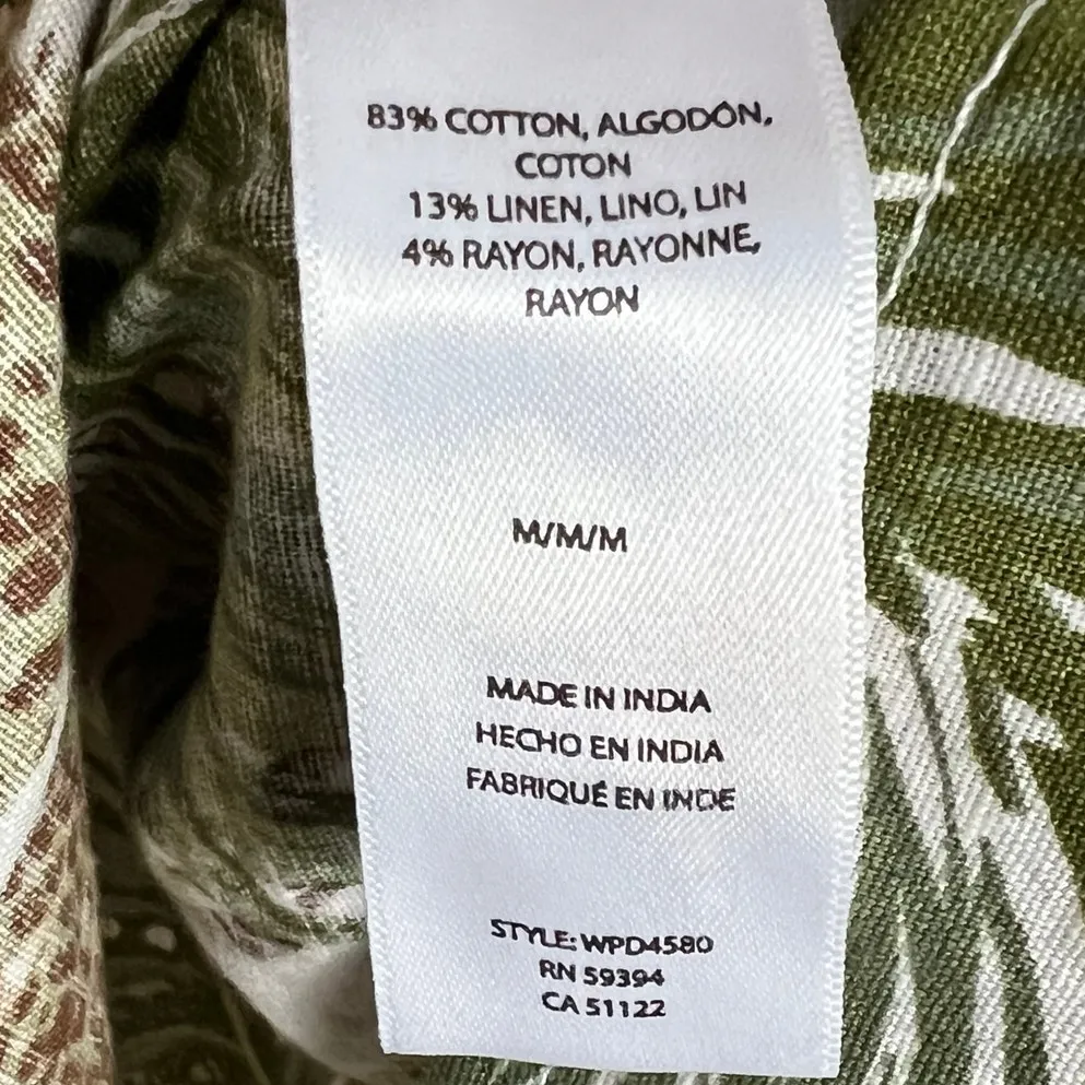 Beach Lunch Lounge Knee Length Dress Womens M Green Braided Strap Tropical - Image 9