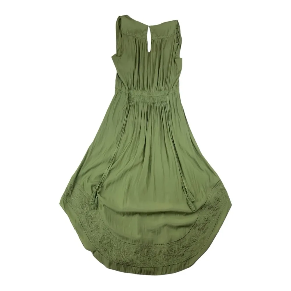 Ramy Brook women's small Hailey shirried Green Sleeveless V Neck Midi Sundress - Image 2