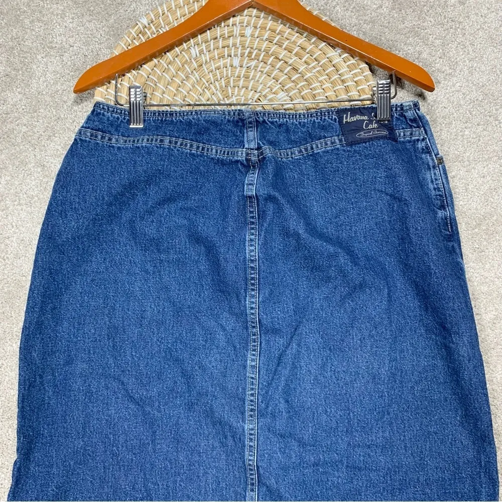 Havana Jack’s Cafe Tropical Jeanswear Denim Midi Skirt Front Slit Equestrian 14 Blue - Image 5