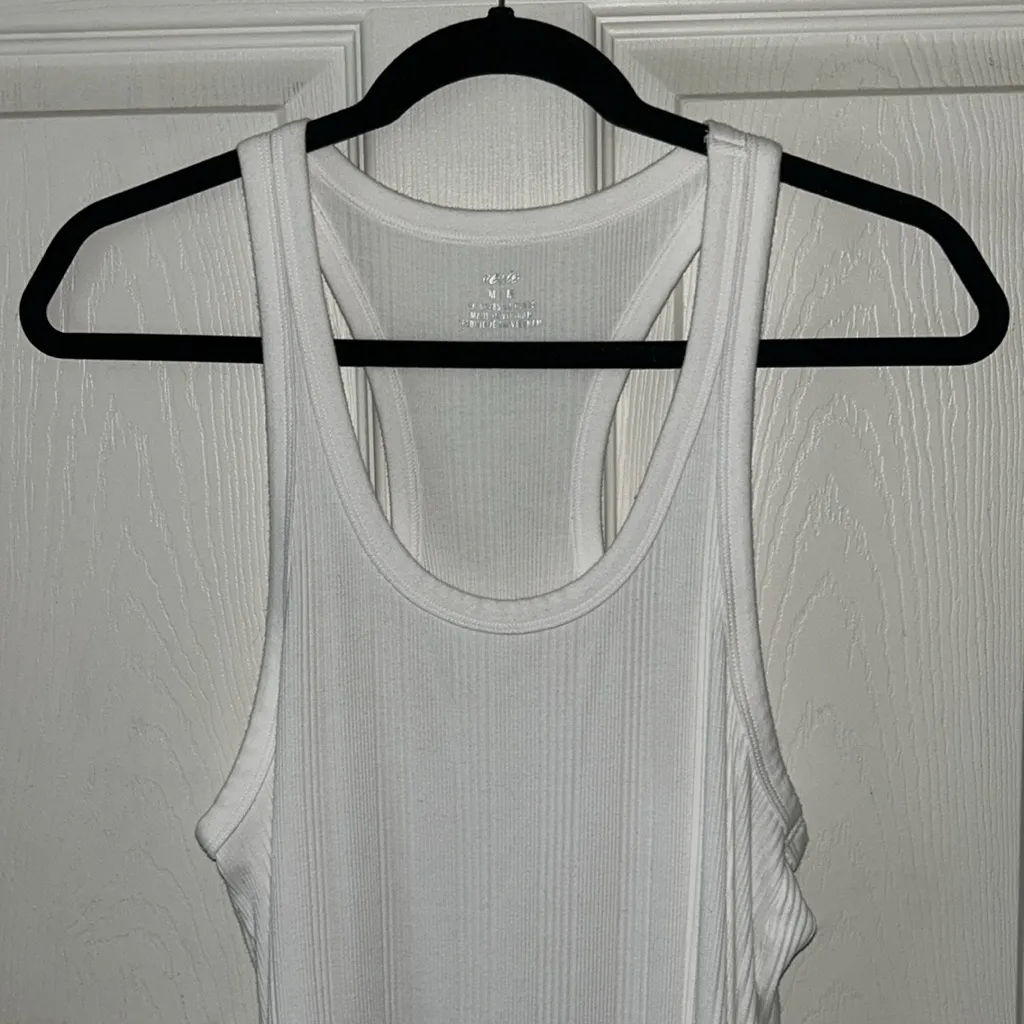 Aerie Women’s White Ribbed Midi Summer Racerback Tank Dress Size Med‎ - Image 5