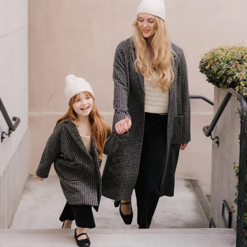 Rylee + Cru NEW NWT Women's Longline Coat Micro Check Black Size L - Image 8