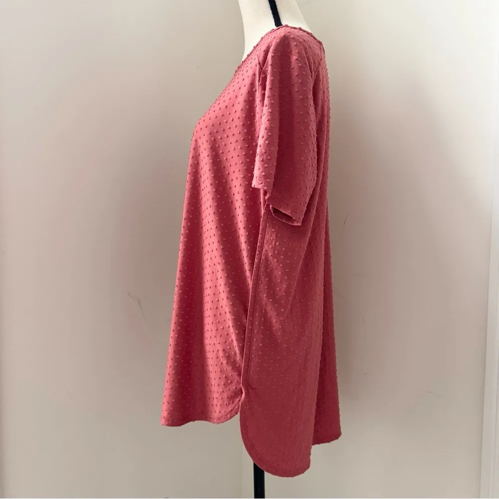 Adrianna Papell Red Sand Swiss Dot Tunic Loose Short Sleeve Round Neck Size XL - Image 2