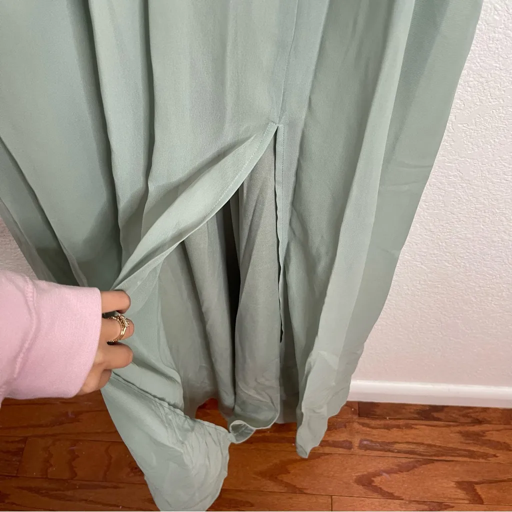 Birdy Grey Sage Chiffon Laurie Dress Bridesmaid Maxi Size Extra Large - Image 4