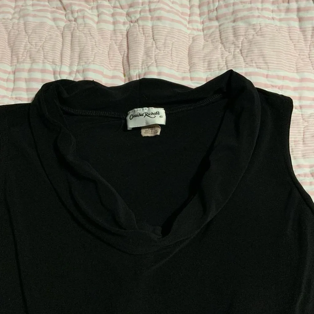 y2k cowl neck black sleeveless blouse - Image 3