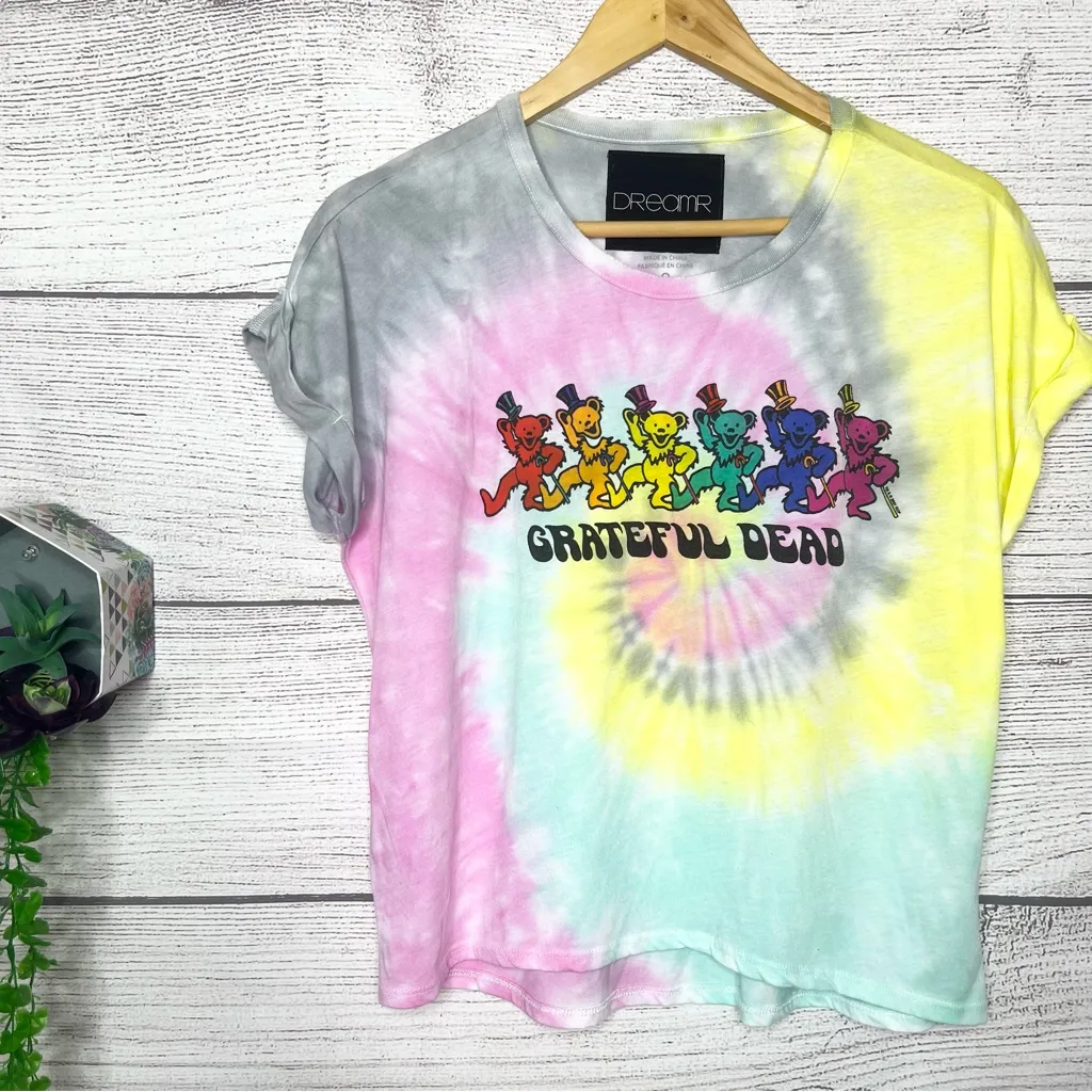 Grateful Dead Dancing Bears Rainbow Tie Dye T-Shirt Size Small - Image 2