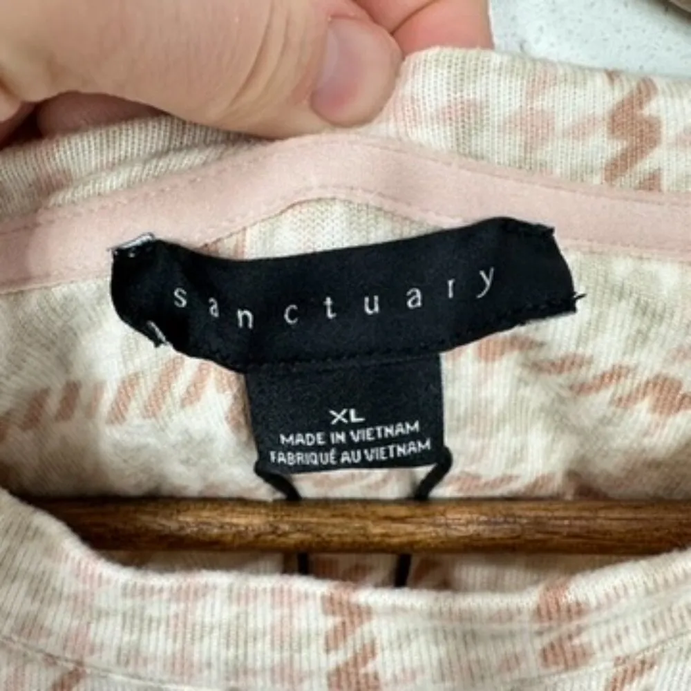 Sanctuary Women's Size XL Tan Houndstooth Plaid Longsleeve Casual Cozy Shirt NWT - Image 2