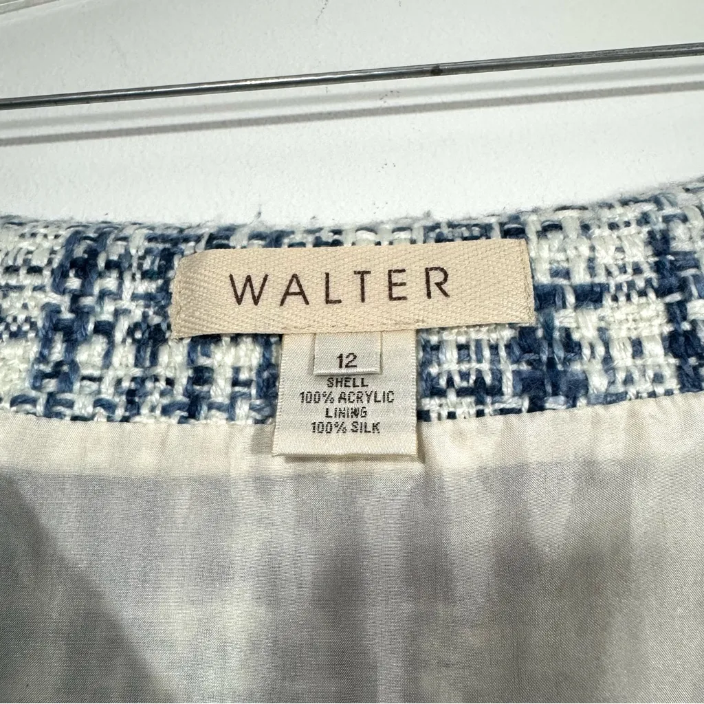 Walter Blue White Tweed Silk Lining Skirt - Image 5