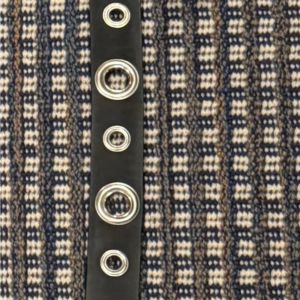 Moschino Black Belt with Silver Eyelets - Image 3