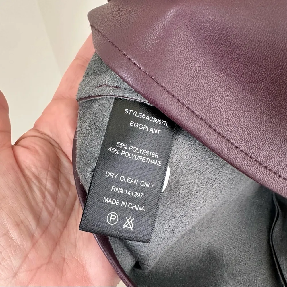 Women’s Gameday Dancing Queen Faux Leather Mini Skirt Eggplant Color SZ S - Image 9