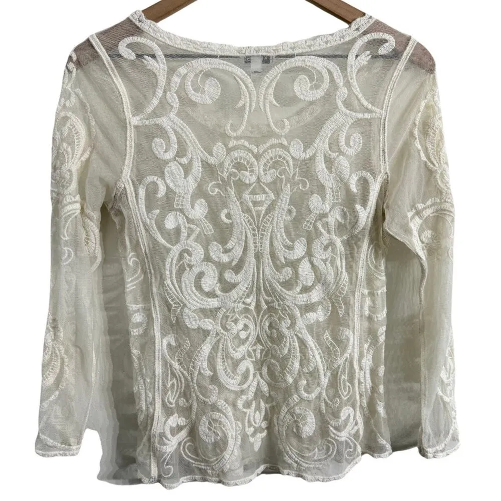 Express White Cream Lace Blouse Size XS - Image 2