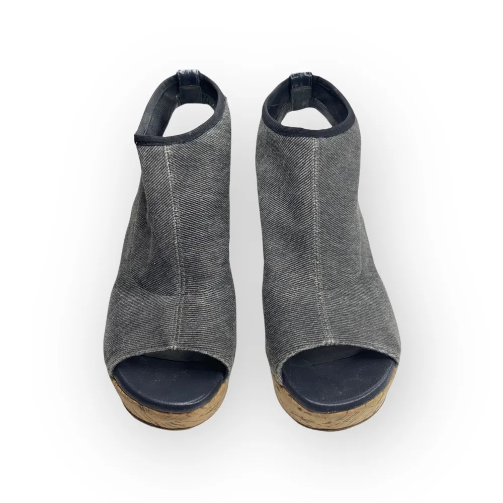 Stuart Weitzman  Slingback Cork Platform Tall Wedge Sandal  Gunmetal Grey  6M - Image 8