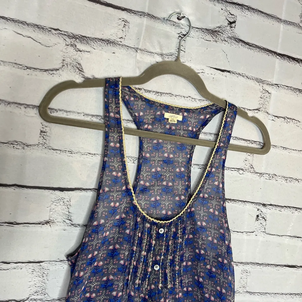 Aerie Blue Pleated Buttoned Tank Top Mini Dress SZ M Cute Colorful Feminine Y2K - Image 3