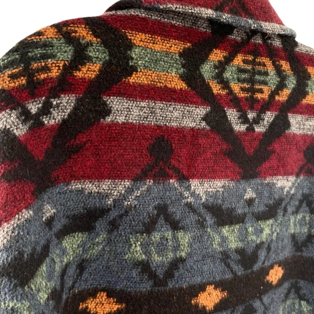 Vintage Sue Brett Southwestern Aztec Wool Shacket Jacket WW1 Military Buttons Red Size 1X - Image 5
