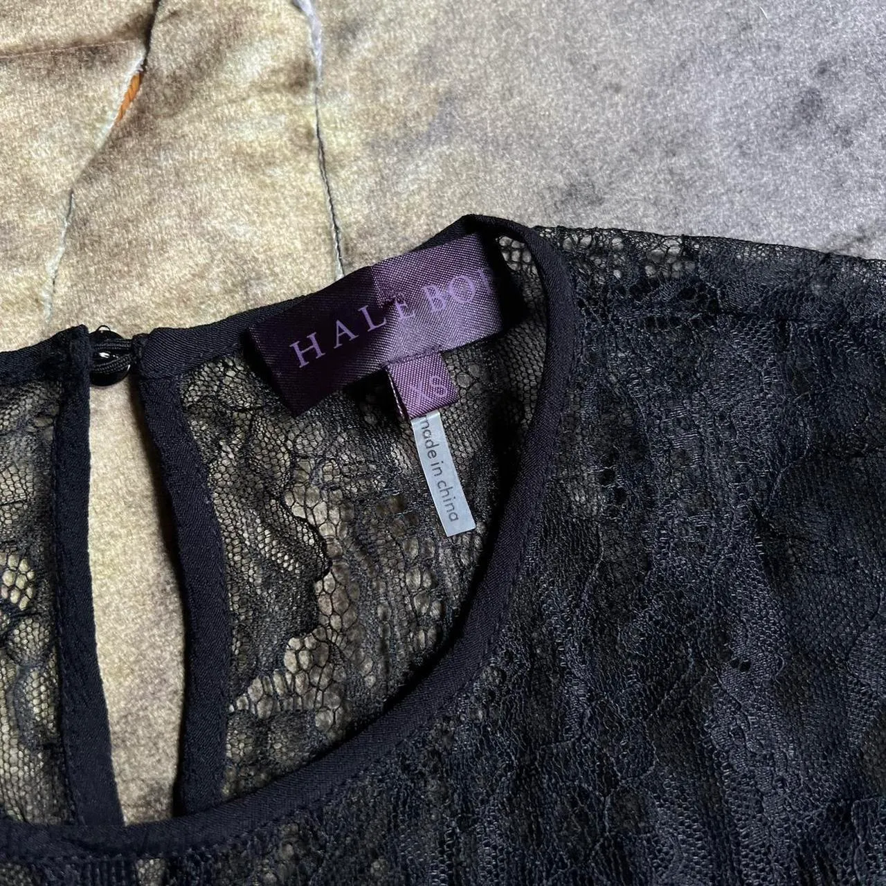 Hale Bob Black Silk Burnout Velvet Long Sleeve Dress - Image 5