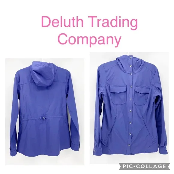 Duluth Trading Flexpedition Shacket Hooded Purple Outdoor hiking camping - Image 2