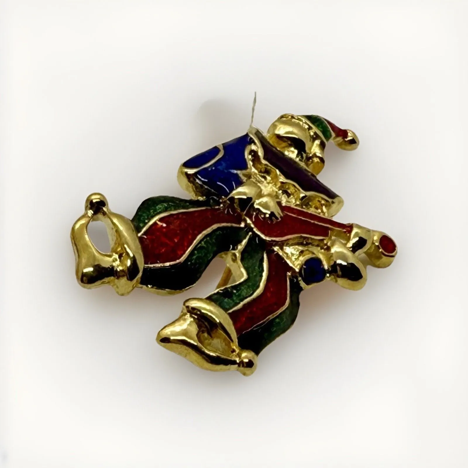 Myers Suzio VTG Enamel Clown Brooches Set Of 2 Gold Tone Harlequin Jester Pins - Image 5