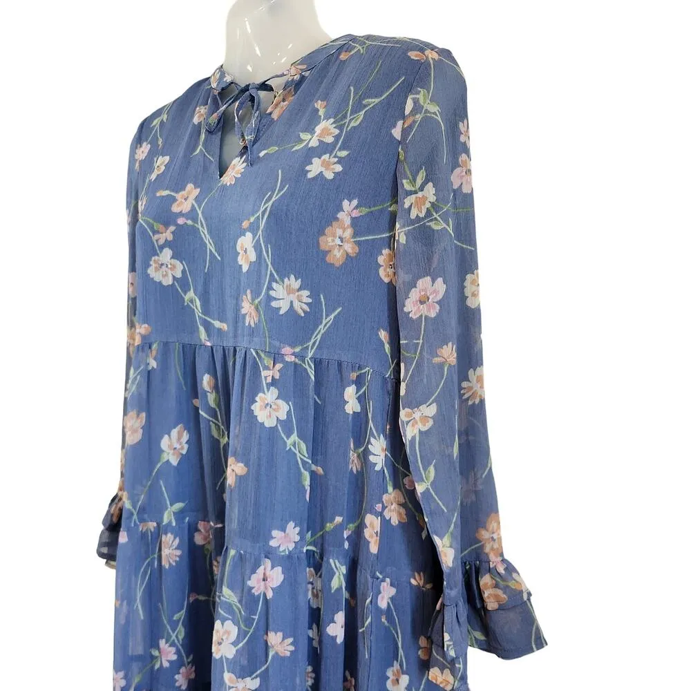 Patrons of Peace Blue Floral Maxi Dress with Long Flutter Sleeves size XS - Image 6